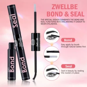10ML ZWELLBE Eyelash Bond and Seal for DIY Lash Clusters Long Lasting Lash Glue Hold 48-72 Hours Waterproof Mascara Wand Makeup