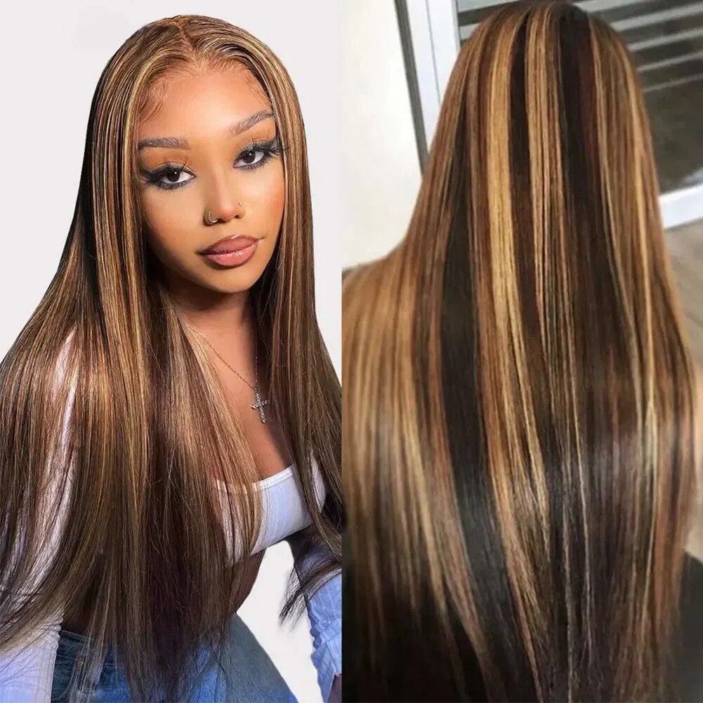 12A Glueless Highlight Straight Breathable Air Wig Malaysia Hair 5X5 HD Lace Human Hair Wig Pre Plucke Ready To Wear For Woman - Image 2