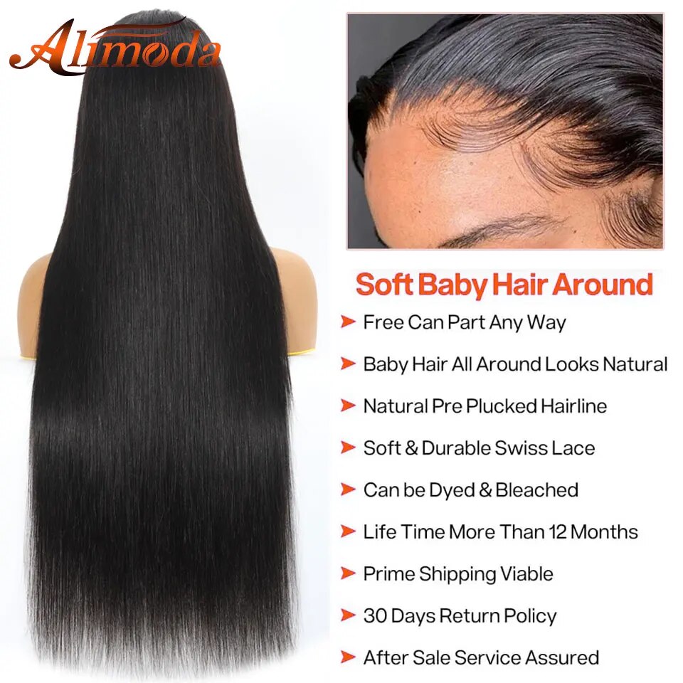 13x4 Full Lace Front Human Hair Wigs Bone Straight 13x6 Frontal Wig Pre Plucked Glueless Wig HD Transparent 5x5 Lace Closure Wig - Image 5