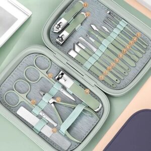 18-piece Professional Manicure Set Nail Clipper Kit Candy Color Nail File Accessories Cleaning Tools