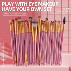 20 PCS Makeup Brush Set Eye Shadow Brush Set Foundation Brush Beauty Tools Super Soft Man-made Fibers Full Set