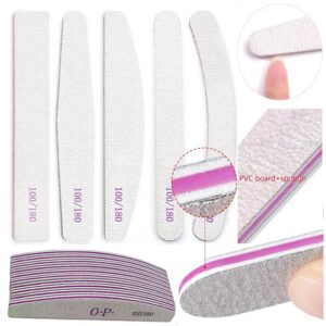 3/5 Pcs Nail File Buffer 100/180 Grit Half Moon Double Side Sandpaper Nail Sanding Grinding Gel Nail Polish Nail Manicure Tool