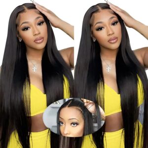 34 inch Wear and Go Glueless Wigs Human Hair Pre Plucked Pre Cut 5x5 HD Lace Closure Wigs Human Hair Straight Lace Front Wigs