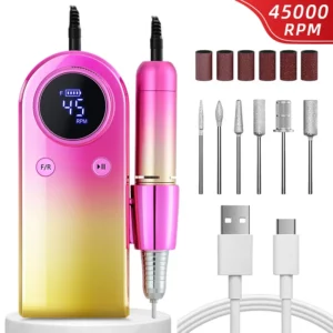 45000RPM Nail Drill Machine Rechargeable Nail File Nails Accessories Gel Nail Polish Sander Professional Tool Manicure Set