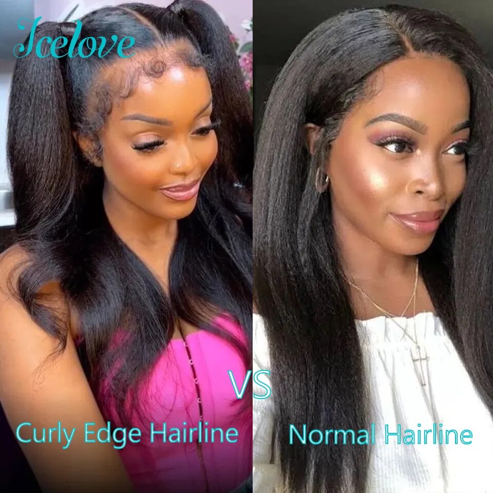 4C Kinky Edges Curly Lace Wigs 13x4 HD Lace Frontal Wig Afro Curly Baby Hair Glueless Human Hair Kinky Straight Wigs Pre Plucked - Image 3