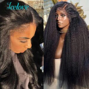 4C Kinky Edges Curly Lace Wigs 13x4 HD Lace Frontal Wig Afro Curly Baby Hair Glueless Human Hair Kinky Straight Wigs Pre Plucked