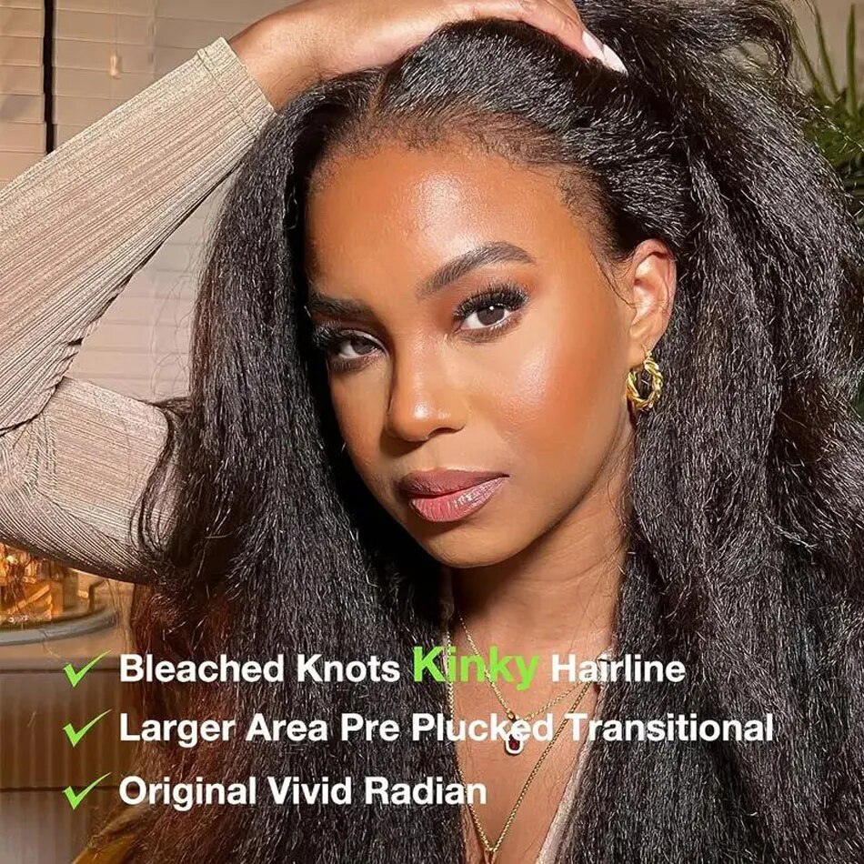 4C Kinky Edges Curly Lace Wigs 13x4 HD Lace Frontal Wig Afro Curly Baby Hair Glueless Human Hair Kinky Straight Wigs Pre Plucked - Image 6