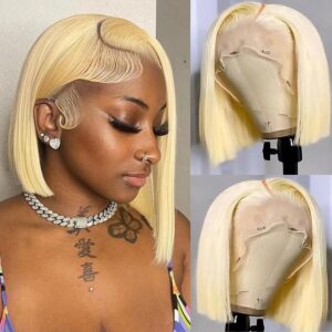 613 Blonde Bob Wig Lace Front Human Hair Wigs 13x6 13x4 Lace Frontal Wigs Remy Brazilian Bone Straight Human Hair Wigs for Women