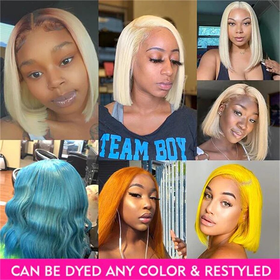 613 Blonde Bob Wig Lace Front Human Hair Wigs 13x6 13x4 Lace Frontal Wigs Remy Brazilian Bone Straight Human Hair Wigs for Women - Image 5