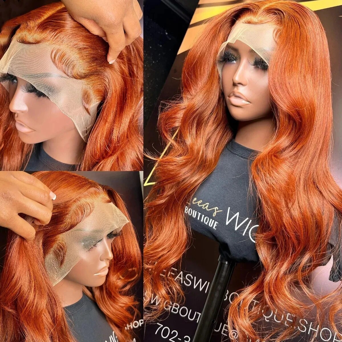 Body Wave Ginger Orange 13x6 HD Lace Front Wigs Human Hair Brazilian Remy Colored Pre Plucked 13x4 Human Hair Lace Frontal Wig - Image 2