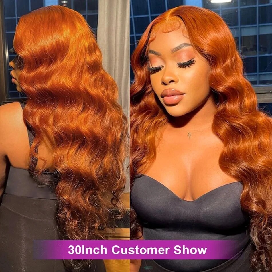 Body Wave Ginger Orange 13x6 HD Lace Front Wigs Human Hair Brazilian Remy Colored Pre Plucked 13x4 Human Hair Lace Frontal Wig - Image 5