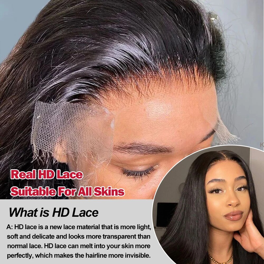 Bone Straight Real 5x5 HD Lace Closure Wig Human Hair Virgo Invisible Transparent Brazilian Virgin Wig 250% Density Full&Thick - Image 3