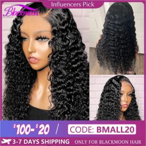 Brazilian Deep Wave Frontal Wig Transparent 13x4 Lace Front Human Hair Wigs for Women Pre Plucked Deep Curly 4x4 Closure Wigs
