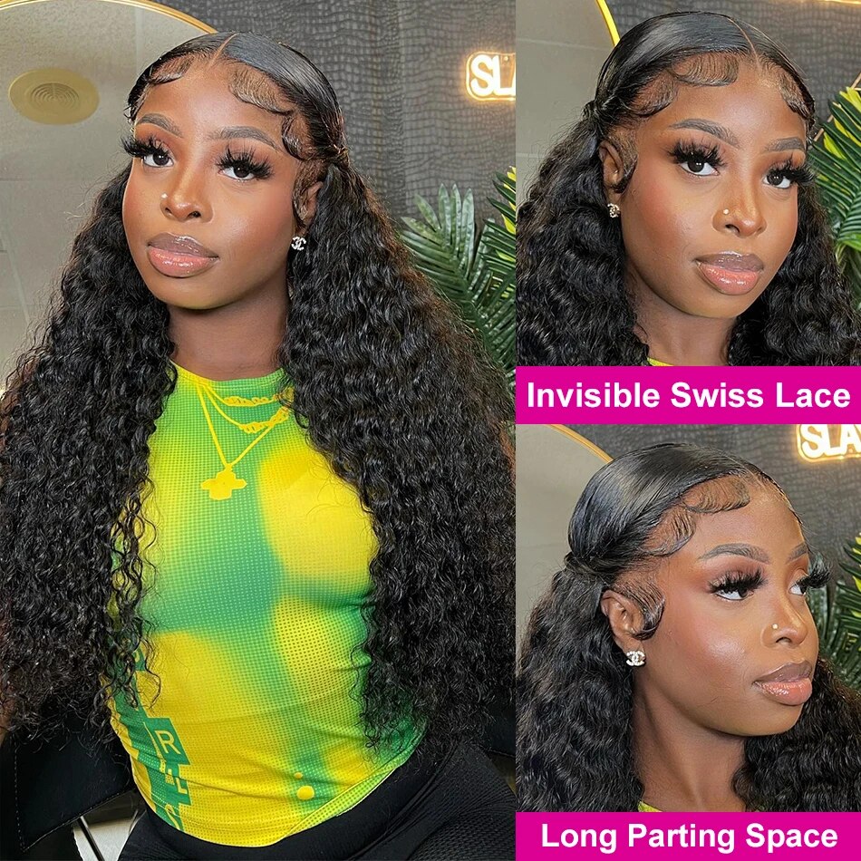 Deep Wave Frontal Wig Transparent 13x4 Lace Front Wigs for Women Brazilian Deep Curly 4x4 Closure Wig Human Hair Pre Plucked - Image 4