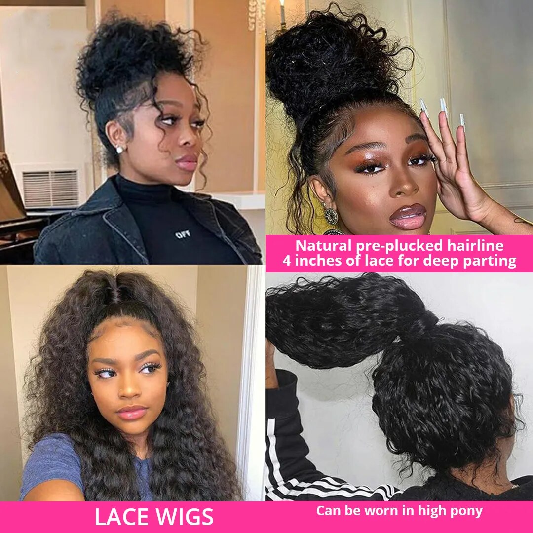 Deep Wave Frontal Wig Transparent 13x4 Lace Front Wigs for Women Brazilian Deep Curly 4x4 Closure Wig Human Hair Pre Plucked - Image 6