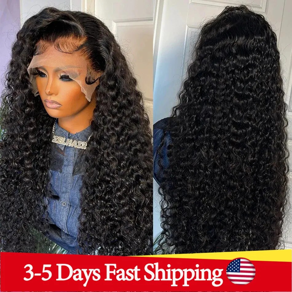Deep Wave Frontal Wig Transparent 13x4 Lace Front Wigs for Women Brazilian Deep Curly 4x4 Closure Wig Human Hair Pre Plucked