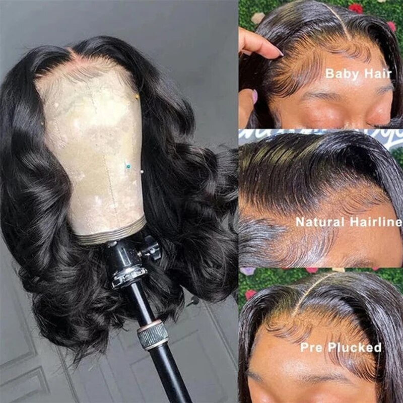 Glueless Short Wavy Lace Front Wigs Human Hair Pre Plucked Wear and Go Wigs for Black Women 13x4 Lace Frontal Wigs 180% Density - Image 2