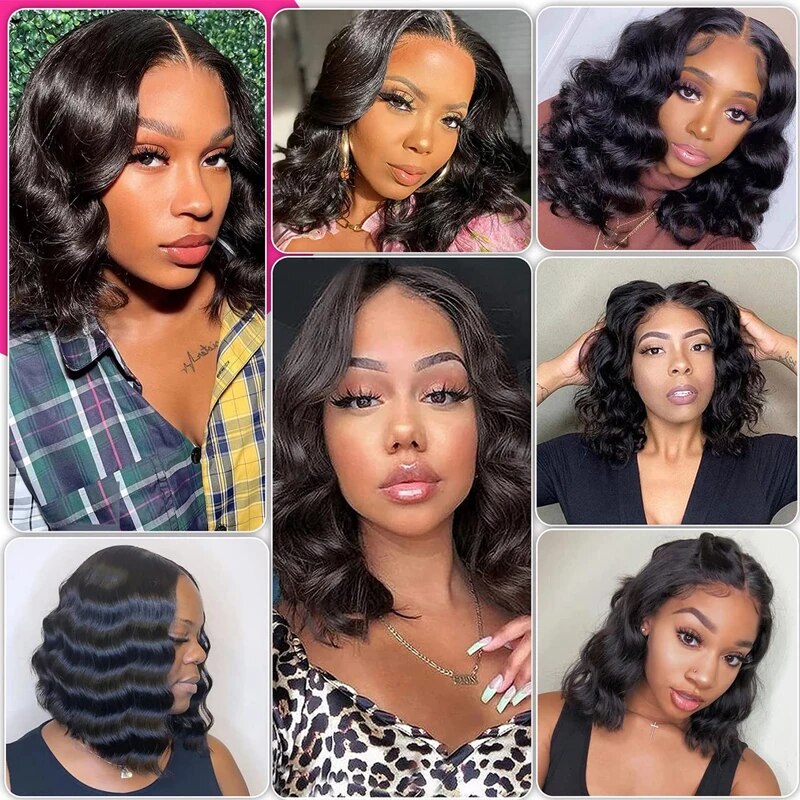 Glueless Short Wavy Lace Front Wigs Human Hair Pre Plucked Wear and Go Wigs for Black Women 13x4 Lace Frontal Wigs 180% Density - Image 4