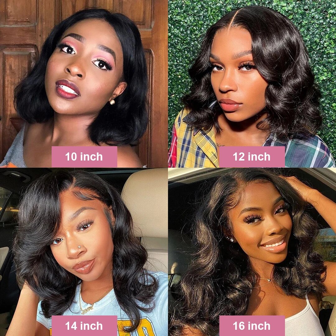 Glueless Short Wavy Lace Front Wigs Human Hair Pre Plucked Wear and Go Wigs for Black Women 13x4 Lace Frontal Wigs 180% Density - Image 5