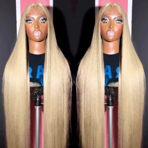 Glueless Wig 613 Honey Blonde Frontal Straight Human Hair Wig 13x6 HD Transparent Lace Front Human Hair Wigs 4x4 Closure Wigs