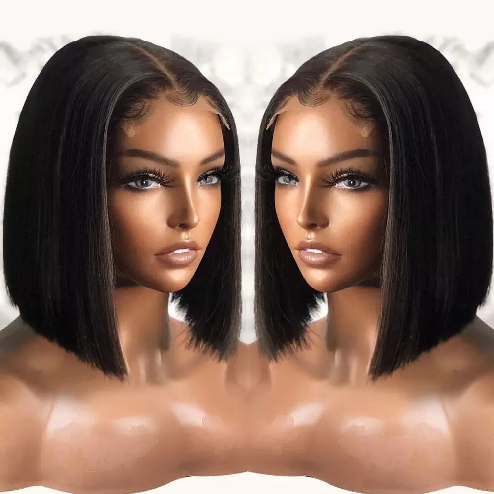 Glueless Wig Human Hair Straight Ready to Wear Short Bob Wig Pre Plucked Pre Cut 5x5 HD Lace Closure Wigs for Women 250 Density - Image 2