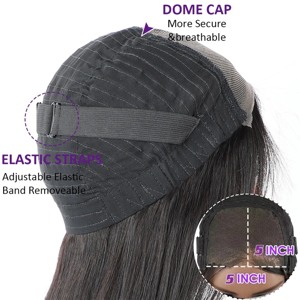 Glueless Wig Human Hair Straight Ready to Wear Short Bob Wig Pre Plucked Pre Cut 5x5 HD Lace Closure Wigs for Women 250 Density - Image 6