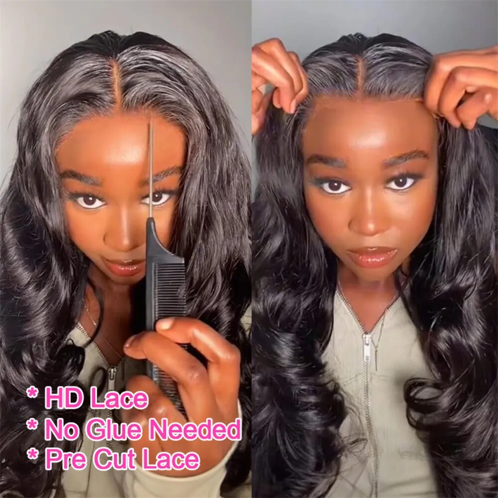 Glueless Wigs Human Hair Body Wave Pre Plucked Wear and Go 12A Pre Cut 5x5 HD Lace Closure Wigs for Women 180 Density Airy Cap - Image 2