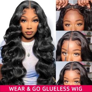Glueless Wigs Human Hair Body Wave Pre Plucked Wear and Go 12A Pre Cut 5x5 HD Lace Closure Wigs for Women 180 Density Airy Cap