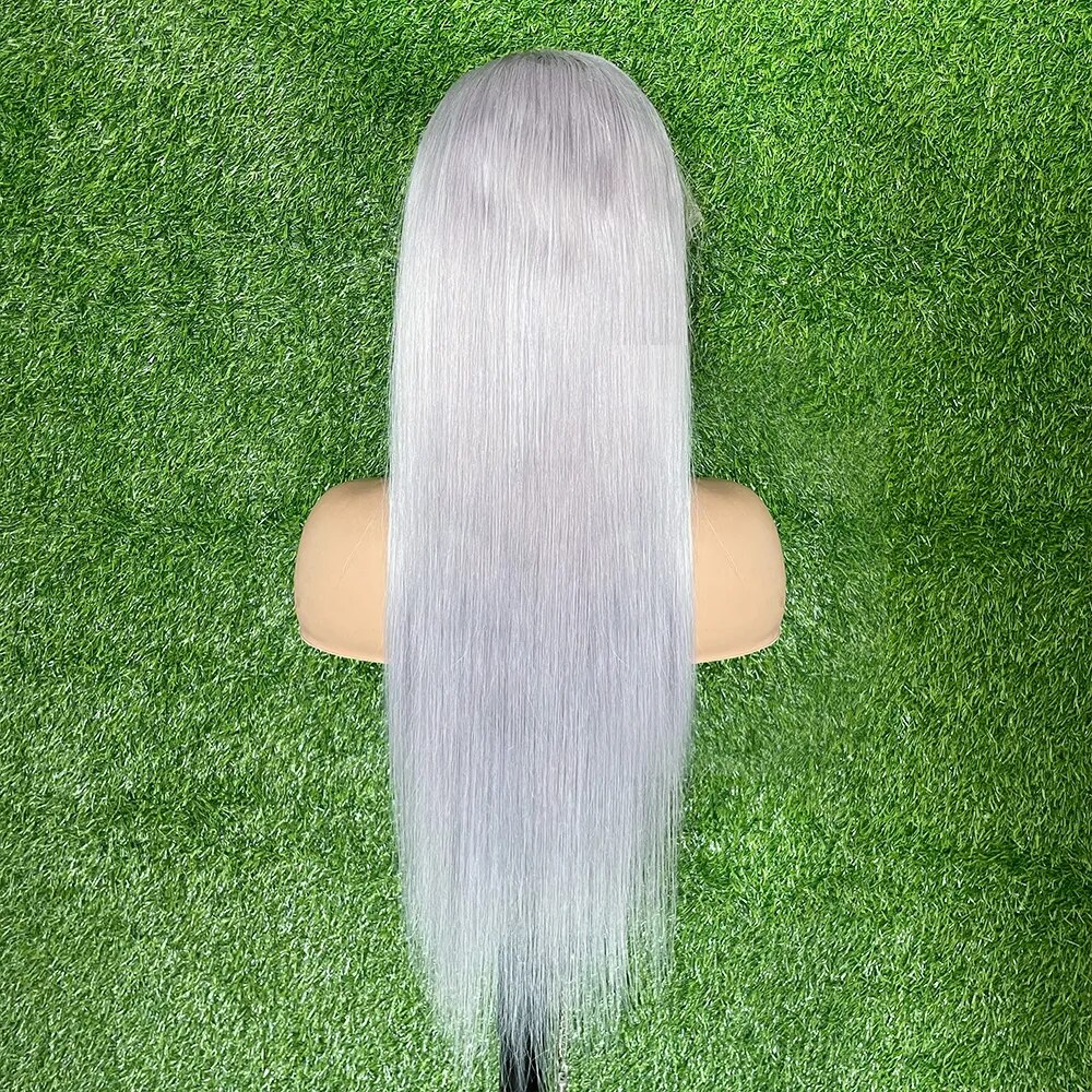 Grey 613 Colored 13x6 Transparent Lace Frontal Wigs Human Hair Wig For Women Brazilian Remy Hair Glueless Full Lace Wigs - Image 3