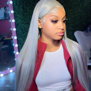 Grey 613 Colored 13x6 Transparent Lace Frontal Wigs Human Hair Wig For Women Brazilian Remy Hair Glueless Full Lace Wigs