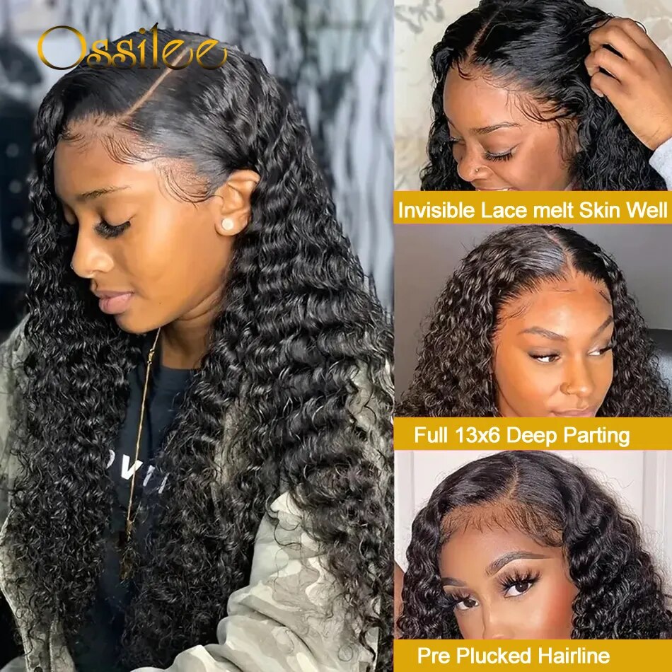 HD Transparent Lace Front Human Hair Wigs Deep Wave Wig 4x4 Lace Closure Wigs Remy Curly Human Hair Wig 13x4 13x6 Frontal Wigs - Image 3