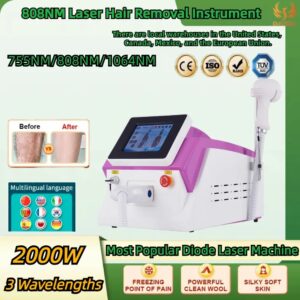 High 2023 808nm Diode Laser Hair Removal Machine Sapphire Contact Cooling Head Painless Laser 755 808 1064 Epilator