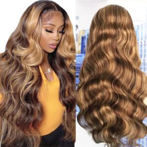 Highlight Wig 13x6 Hd Lace Frontal Wig Honey Blonde Body Wave Lace Front Human Hair Wigs For Women 13x4 Glueless Full Lace Wig