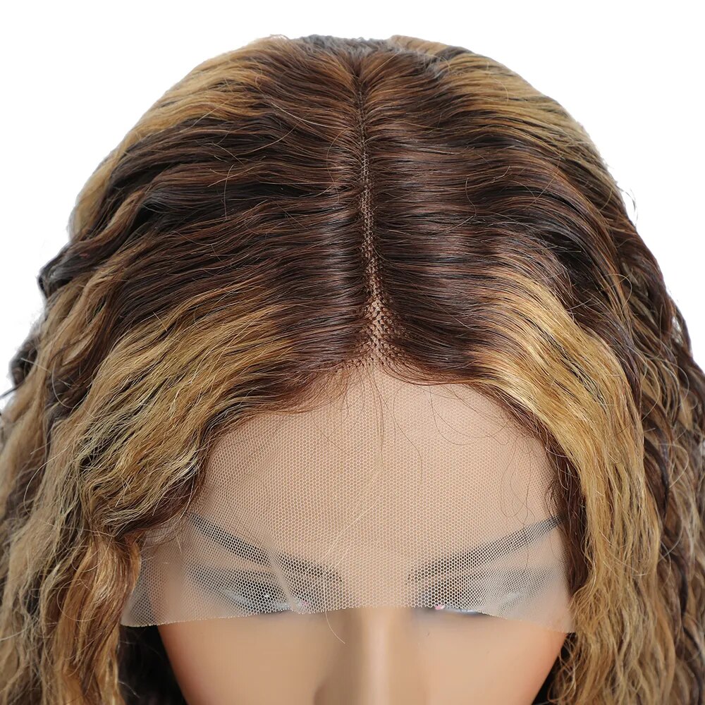 Highlight Wig Human Hair 13X6 Deep Wave Curly Colored Honey Blonde Lace Frontal Human Hair Wigs for Women Ombre Lace Front Wig - Image 4