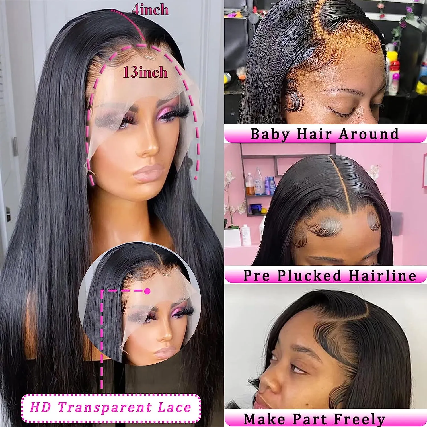 Human Hair HD Lace Front Wigs Straight 13x4 13x6 Transparent Lace Front Wigs Pre Plucked Frontal Lace Wigs Human Hair for Women - Image 3