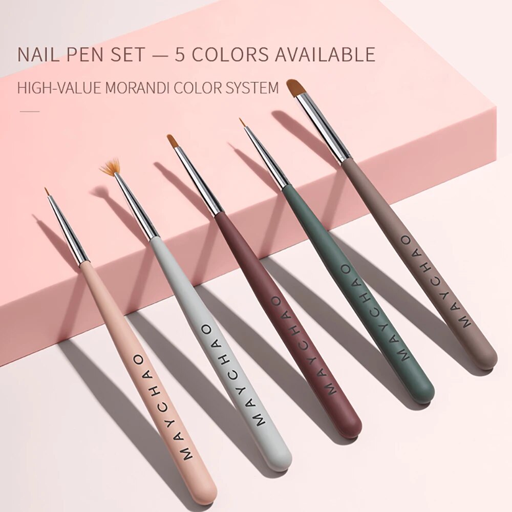 MAYCHAO 5/7pcs Nail Art Brush Kit Manicure Tool Gel Nail Polish Builder Liquid Powder Carving Gel Brush Nail Design Painting Pen - Image 3