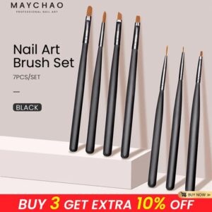 MAYCHAO 5/7pcs Nail Art Brush Kit Manicure Tool Gel Nail Polish Builder Liquid Powder Carving Gel Brush Nail Design Painting Pen