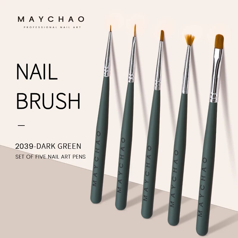 MAYCHAO 5/7pcs Nail Art Brush Kit Manicure Tool Gel Nail Polish Builder Liquid Powder Carving Gel Brush Nail Design Painting Pen - Image 5