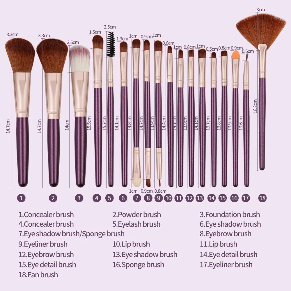 Maange 18 PCs Makeup Brush Set Blush Powder Foundation Brush Eye Shadow Brush Beauty Tools - Image 6