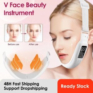 Microcurrent Face Lifting Machine V Face Double Chin Remover EMS Facial Massager Hot Compress Skin Rejuvenation Beauty Device