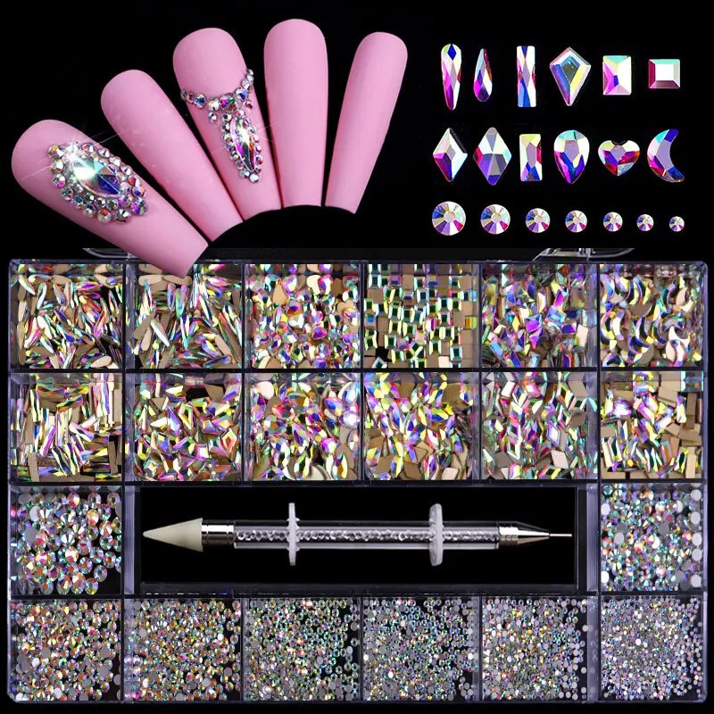 Nail Art Rhinestones Kit Alloy 3D Nail Charms Gems Luxury Crystal Nail Art Decorations Diamonds DIY Jewelry Manicure Accessories - Image 2