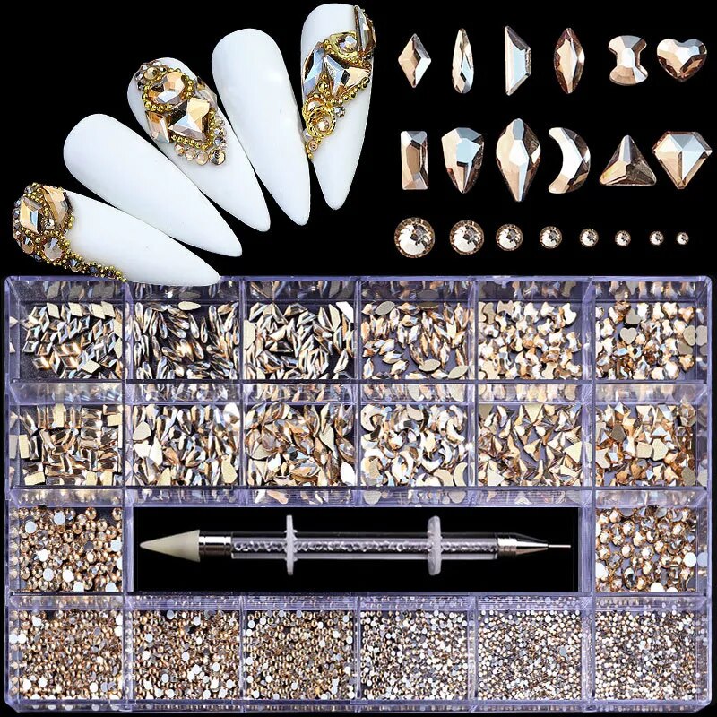Nail Art Rhinestones Kit Alloy 3D Nail Charms Gems Luxury Crystal Nail Art Decorations Diamonds DIY Jewelry Manicure Accessories - Image 3