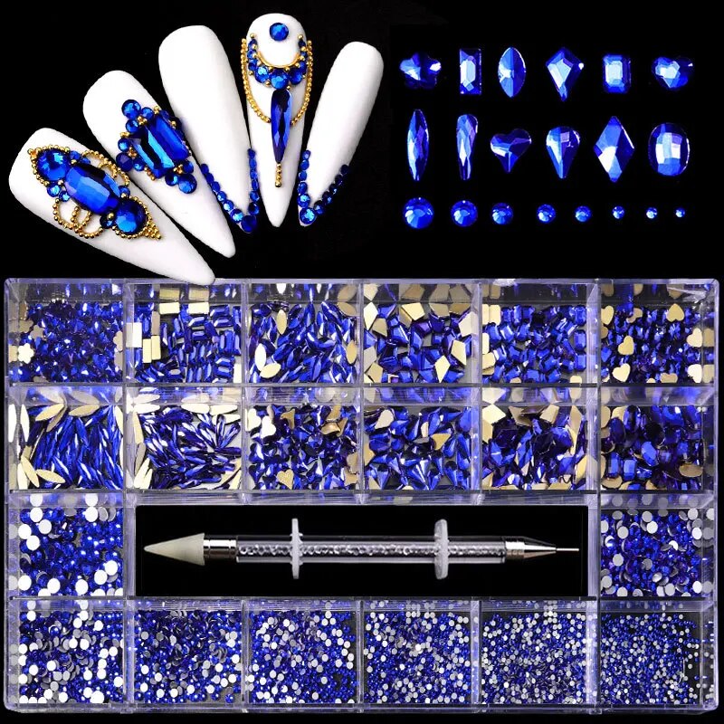 Nail Art Rhinestones Kit Alloy 3D Nail Charms Gems Luxury Crystal Nail Art Decorations Diamonds DIY Jewelry Manicure Accessories - Image 4
