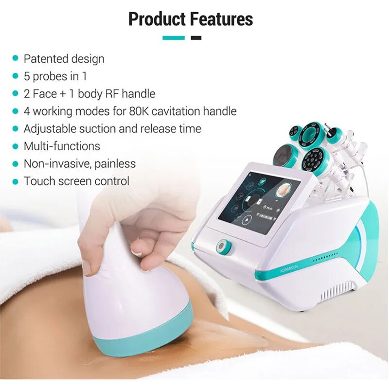 New Arrivale Ultrasonic 5 in1 80k Vacuum Cavitation 2.0 RF Slimming Skin Tightening Body Contouring Fat Reduction Beauty Machine - Image 6