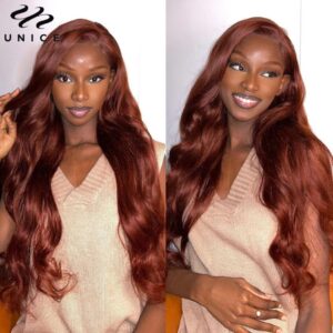 Reddish Brown 13x4 Lace Front Wig Human Hair Body Wave Wigs Pre Plucked Lace Frontal Wig for Women