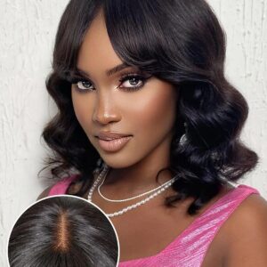 Short Bob Body Wavy With Bang Lace Front Human hair Wigs For Black Women Fake Scalp Brazilian Wig Loose Body Wave Short Bob Wig