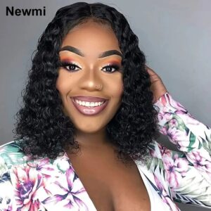 Short Deep Wave Bob Wig Human Hair Newmi Curly Hair 13x4 Full Lace Frontal Wig Bob Cut Deep Wave Lace Front Human Hair Wigs