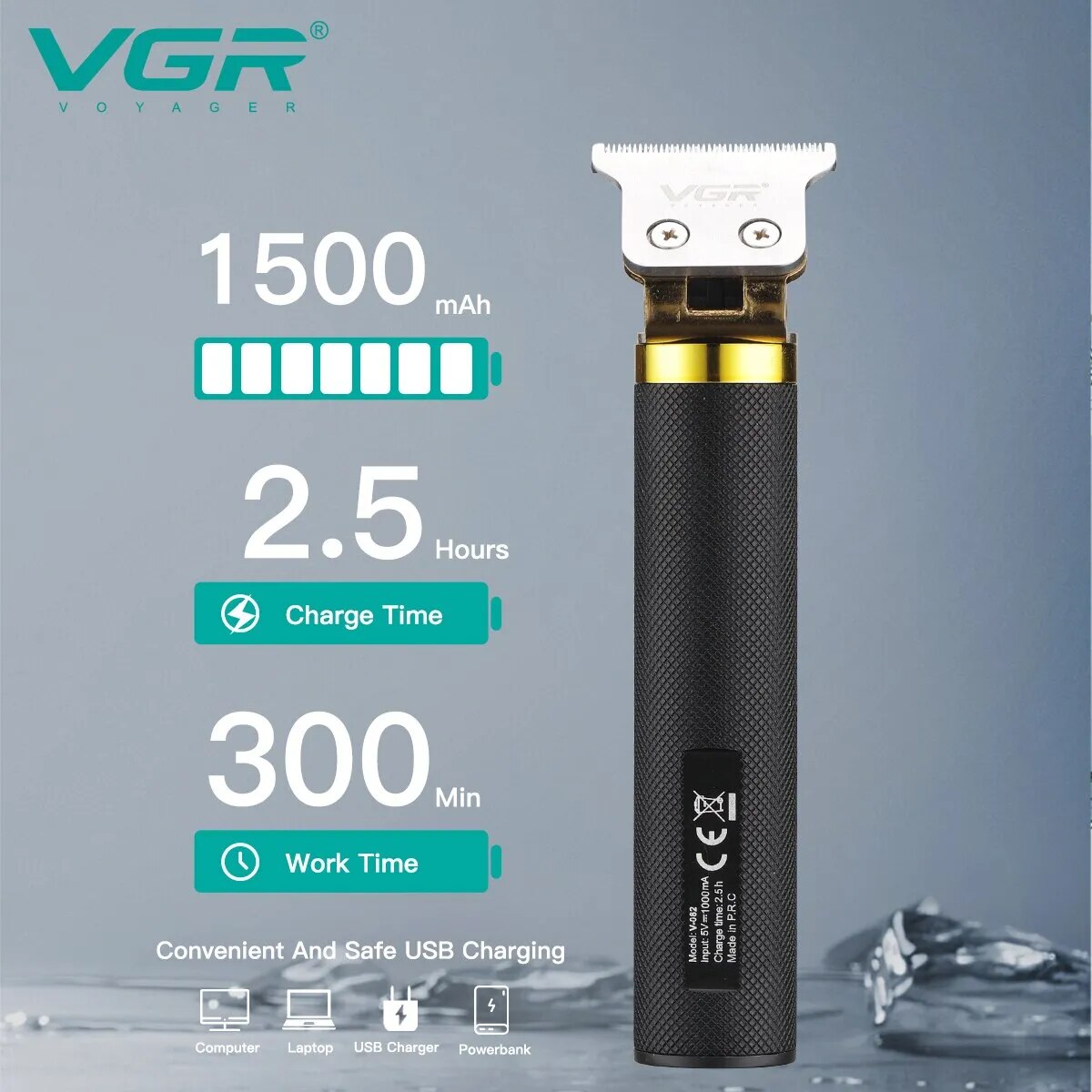 VGR Hair Trimmer T9 Professional Hair Cutting Machine Cordless Rechargeable Bald Trimmer for Men V 082 - Image 4