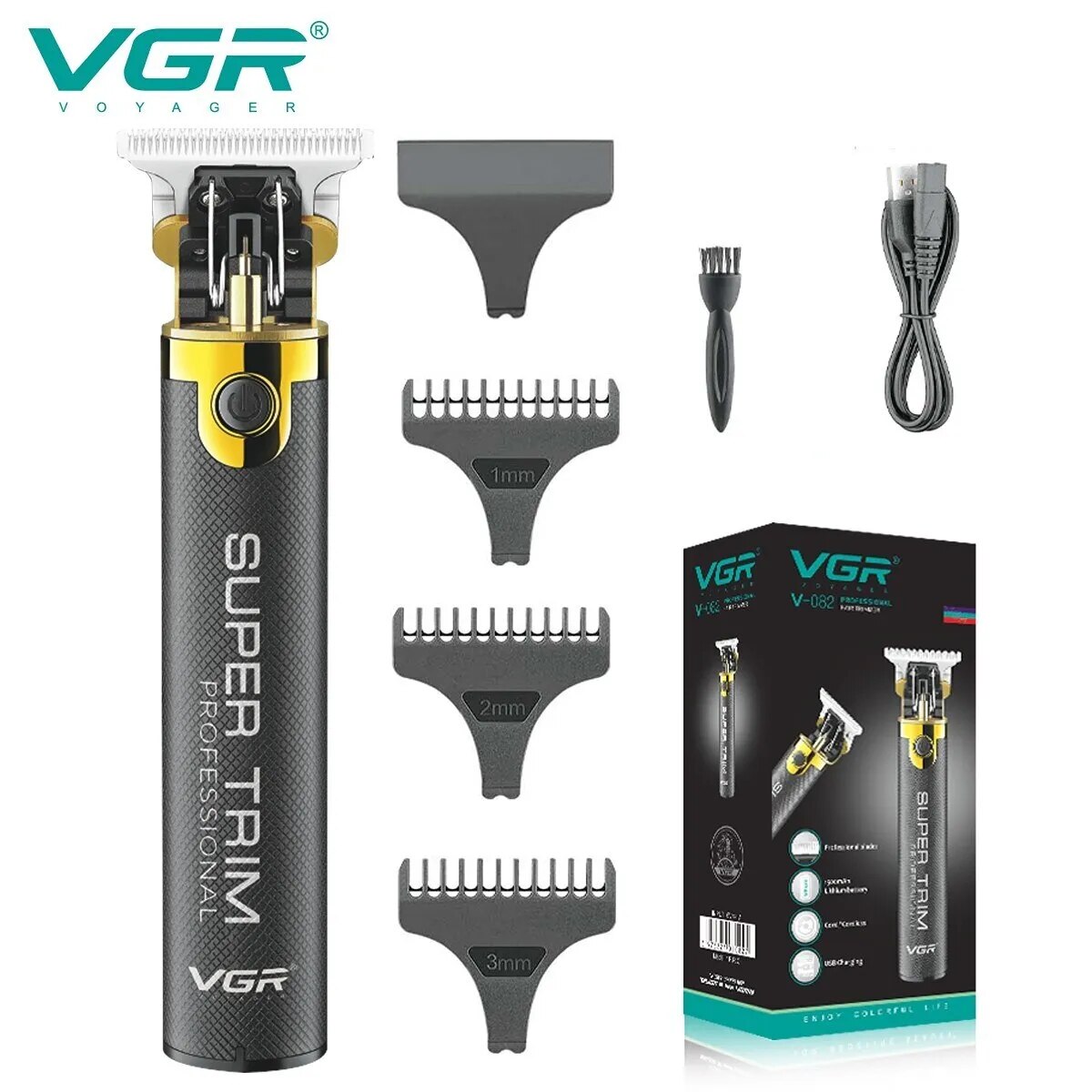 VGR Hair Trimmer T9 Professional Hair Cutting Machine Cordless Rechargeable Bald Trimmer for Men V 082