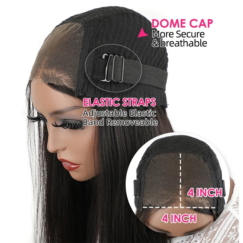 Wear And Go Straight Lace Closure Wigs Human Hair Pre Cut Hairline Ready to Go Wigs For Women Glueless HD Lace Wigs - Image 2